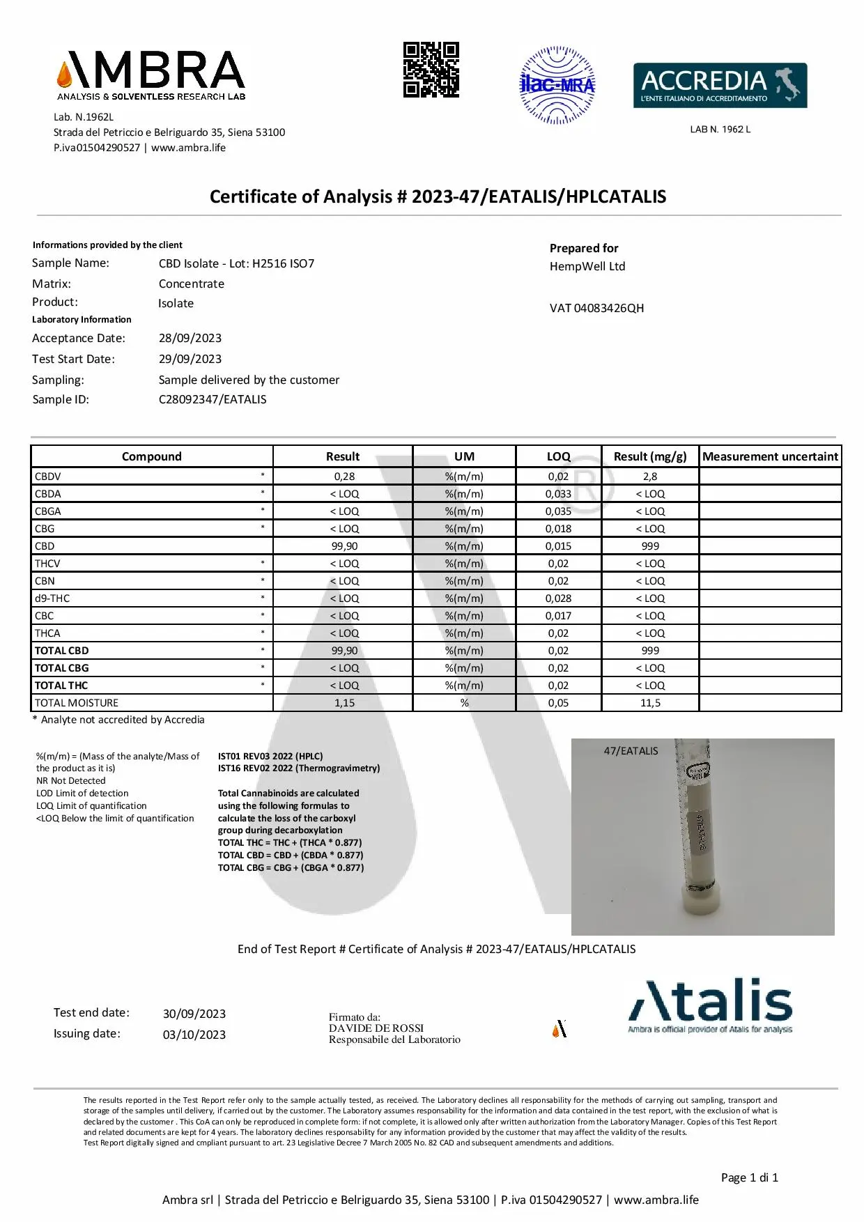 isolate lab report